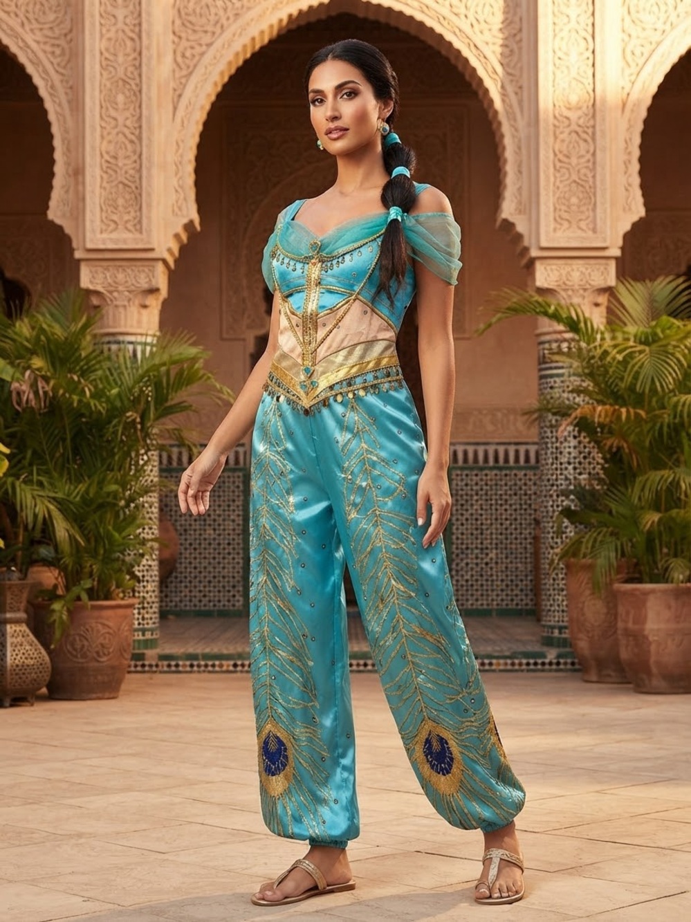 Jasmine Halloween costume with wig